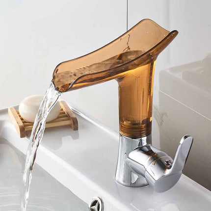 Bathroom Hot Cold Water Faucet Wine Glass Waterfall Faucet, Transparent, Blue, Purple, Brown &Yellow