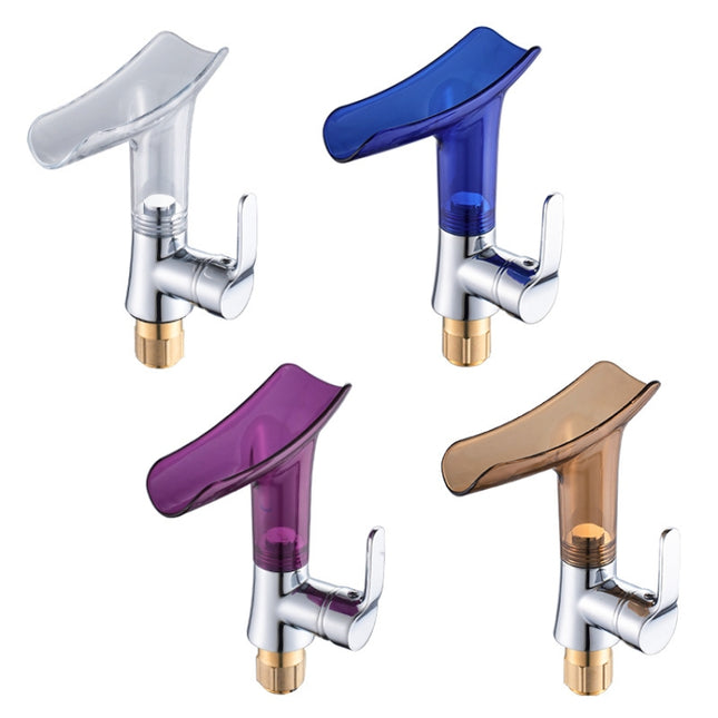 Bathroom Hot Cold Water Faucet Wine Glass Waterfall Faucet, Transparent, Blue, Purple, Brown &Yellow