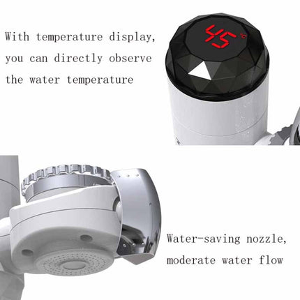 Zoosen Electric Hot Water Faucet Connection Type Instant Hot Water Faucet CN Plug, Style:White + Leak Protection, White, With shower Head Connector, White + Leak Protection