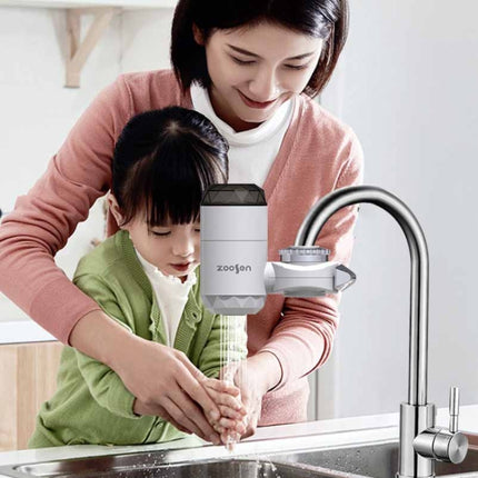 Zoosen Electric Hot Water Faucet Connection Type Instant Hot Water Faucet CN Plug, Style:White + Leak Protection, White, With shower Head Connector, White + Leak Protection