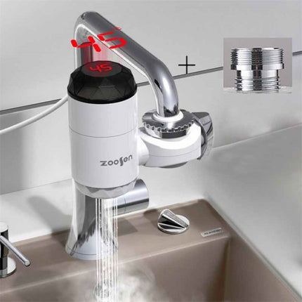 Zoosen Electric Hot Water Faucet Connection Type Instant Hot Water Faucet CN Plug, Style:White + Leak Protection, White, With shower Head Connector, White + Leak Protection