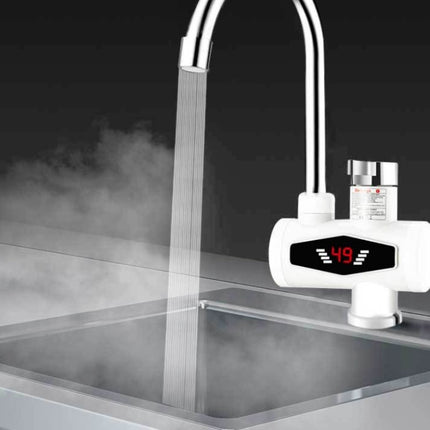 Dynamic Digital Display Instant Heating Electric Hot Water Faucet Kitchen&Domestic Hot&Cold Water Heater EU Plug, With Shower Head, Large Elbow, Universal Tube