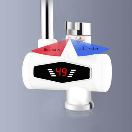 Dynamic Digital Display Instant Heating Electric Hot Water Faucet Kitchen&Domestic Hot&Cold Water Heater EU Plug, With Shower Head, Large Elbow, Universal Tube