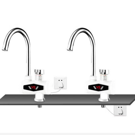 Dynamic Digital Display Instant Heating Electric Hot Water Faucet Kitchen&Domestic Hot&Cold Water Heater EU Plug, With Shower Head, Large Elbow, Universal Tube