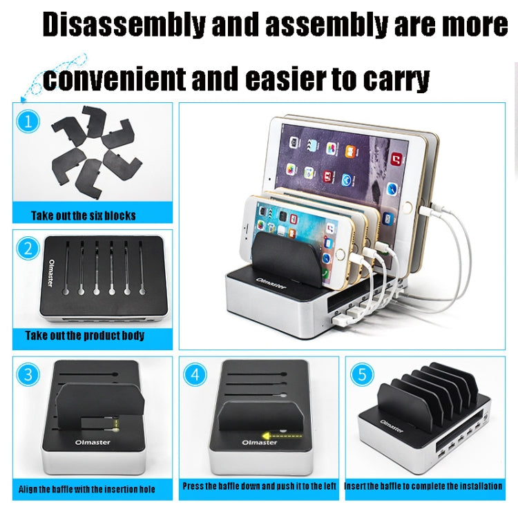 Olmaster AP-1010 Multi-Port USB Mobile Phone Charging Station with Power Supply