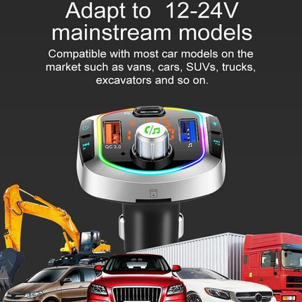 BC63 Colorful Car Card MP3 Player Multifunctional Bluetooth Receiver U Disk Charger Car Cigarette Lighter, BC63
