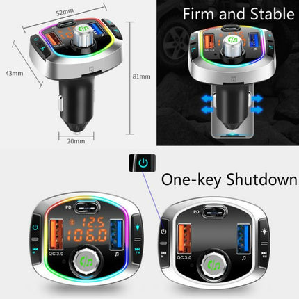 BC63 Colorful Car Card MP3 Player Multifunctional Bluetooth Receiver U Disk Charger Car Cigarette Lighter, BC63