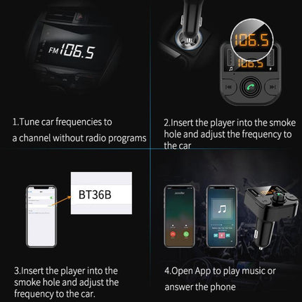BT36B Car Bluetooth MP3 Music Player Car FM Transmitter Phone Hands-Free, BT36B