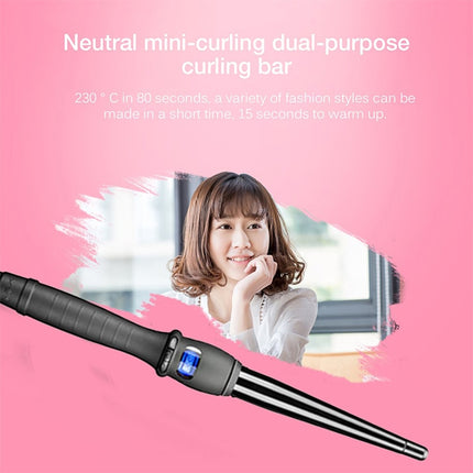 LCD Conical Curling Iron Single Tube Ceramic Glaze Pear Flower Cone