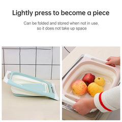 Multifunctional Cutting Board Kitchen Foldable Vegetable Washing Basin, Pink, Blue