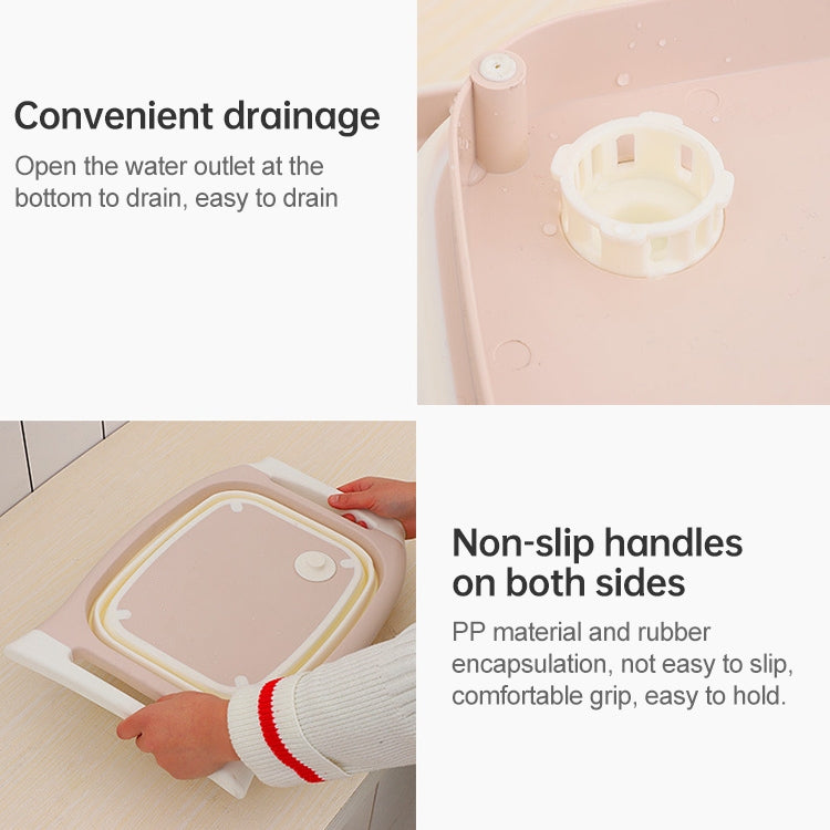 Multifunctional Cutting Board Kitchen Foldable Vegetable Washing Basin, Pink, Blue