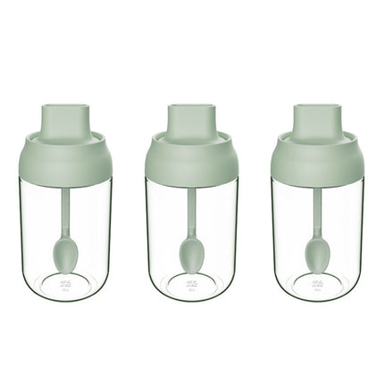 3 PCS Macaron Ribbon Moisture-Proof Lid Spoon One Seasoning Jar Glass Seasoning Bottle with Label, Seasoning Bottle, Honey Bottle, Brush Oil Bottle