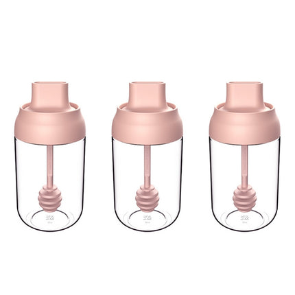 3 PCS Macaron Ribbon Moisture-Proof Lid Spoon One Seasoning Jar Glass Seasoning Bottle with Label, Seasoning Bottle, Honey Bottle, Brush Oil Bottle