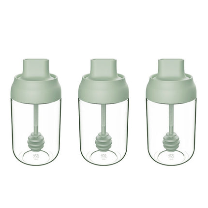 3 PCS Macaron Ribbon Moisture-Proof Lid Spoon One Seasoning Jar Glass Seasoning Bottle with Label, Seasoning Bottle, Honey Bottle, Brush Oil Bottle