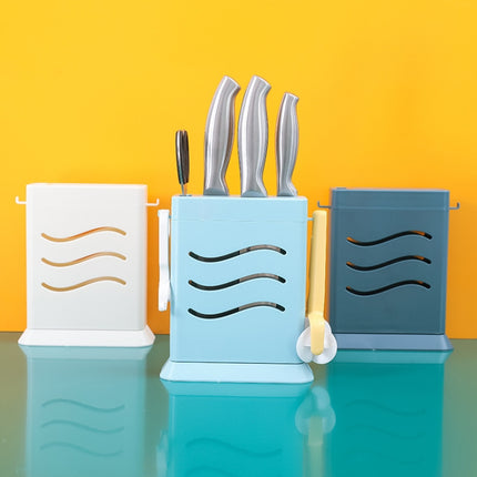 Kitchen Multifunctional Three-Hole Invisible Knife Holder Hollow Drain Kitchenware Storage Rack