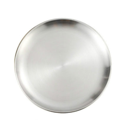 Stainless Steel Thickened Round Plate Cafe Tray Fruit Cake Plate Bone Plate Dish Shallow Plate