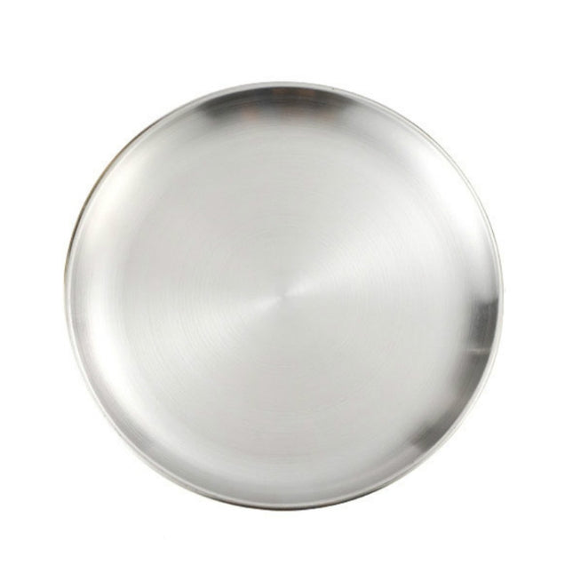 Stainless Steel Thickened Round Plate Cafe Tray Fruit Cake Plate Bone Plate Dish Shallow Plate, 14cm Brushed Matte Silver, 17cm Brushed Matte Silver, 20cm Brushed Matte Silver, 23cm Brushed Matte Silver, 26cm Brushed Matte Silver                       ...