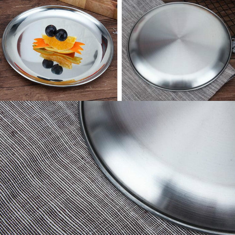 Stainless Steel Thickened Round Plate Cafe Tray Fruit Cake Plate Bone Plate Dish Shallow Plate, 14cm Brushed Matte Silver, 17cm Brushed Matte Silver, 20cm Brushed Matte Silver, 23cm Brushed Matte Silver, 26cm Brushed Matte Silver�����������������������...