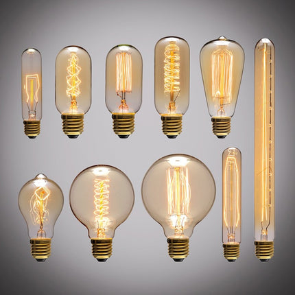 E27 40W Retro Edison Light Bulb Filament Vintage Ampoule Incandescent Bulb, AC 220V, A19 Spirai, G80 Spirai, G80 Filament, G95 Spirai, G95 Filament, ST64 Spirai, ST64 Christmas tree, ST64 Filament, T10 Filament, T185 Filament, T45 Spirai, T45 Filament