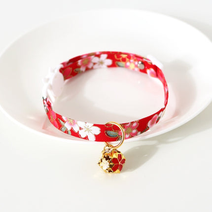 Verstellbares Haustier-Halsband mit Blumen- und Glockenmotiv, Katzen- und Hundehalsband, Zubehör, S, 17–32 cm
