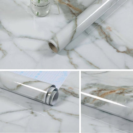 215421210W Marble Pattern Bright Paint Furniture Renovation Self-Adhesive Wall Paper Cabinet Waterproof Film