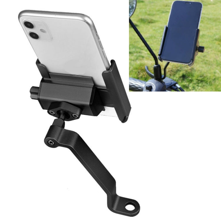 CYCLINGBOX Aluminum Alloy Mobile Phone Holder Bicycle Riding Takeaway Rotatable Metal Mobile Phone Bracket, Handlebar Installation, Rearview Mirror Installation, Heightened Handlebar Installation