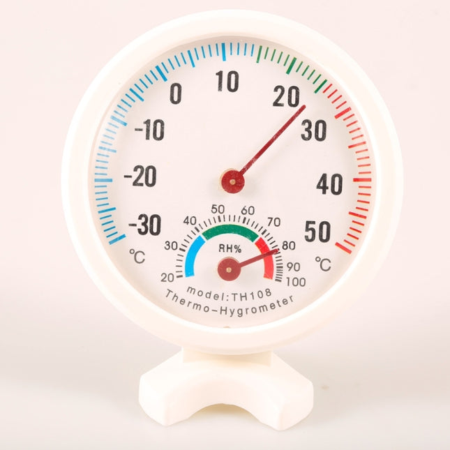 TH108 Mini Round Clock-shaped Indoor Outdoor Hygrometer Humidity Thermometer Temperature Meter, Random Color Delivery, TH108