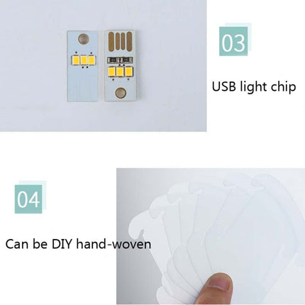 Creative Bedroom Bedside Night Light USB Round Romantic Room Decoration Lamp with Wood Base, DIY Material Kit, Finished Product