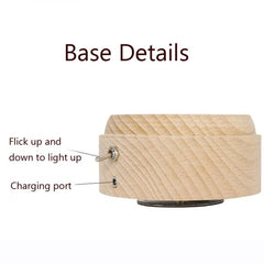 Girl Bedside Lamp Crystal Ball Wooden Base Music Box Charging Glow Rotating Night Light, Random Music