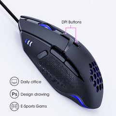 iMICE T90 8 Keys 7200DPI USB Wired Luminous Gaming Mouse, Cable Length: 1.8m