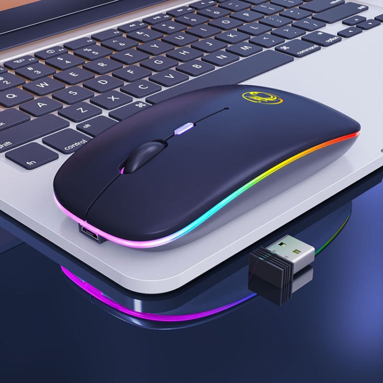 iMICE E-1300 4 Tasten 1600 DPI Leuchtende kabellose leise Desktop-Notebook-Minimaus, Aufladbare Luminous Edition, Dual-Modes Luminous Edition, Aufladbare Edition