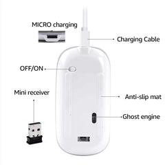 iMICE  E-1300 4 Keys 1600DPI Luminous Wireless Silent Desktop Notebook Mini Mouse, Charging Luminous Edition, Dual-modes Luminous Edition, Charging Edition