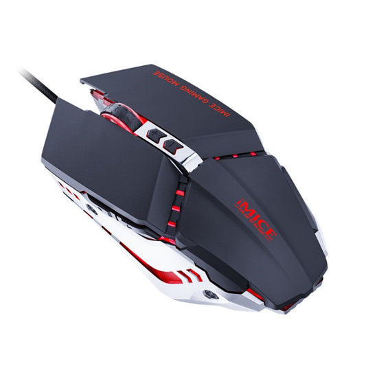 iMICE T80 7 Keys 3200 DPI Macro Programming Mechanical Gaming Wired Mouse, Cable Length: 1.8m, Black, Silver Gray