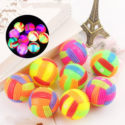 10 PCS Luminous Volleyball Bouncy Ball Massage Ball Whistle Thorn Ball, Random Color Delivery, Diameter 6.5cm, Diameter 7.5cm