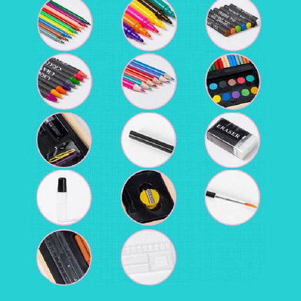 Painting Wooden Box Colorful Pen Set Art School Supplies For Children, 180 in 1