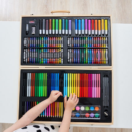 Painting Wooden Box Colorful Pen Set Art School Supplies For Children, 180 in 1