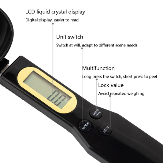 ABS Electronic Measuring Spoon Spoon Weighing Measuring Tool, Specification: 500g/0.1g, 500g/0.1g ABS White, 500g/0.1g ABS Black