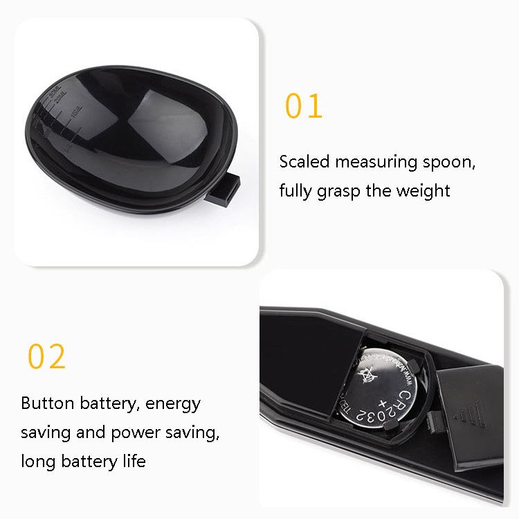 ABS Electronic Measuring Spoon Spoon Weighing Measuring Tool, Specification: 500g/0.1g, 500g/0.1g ABS White, 500g/0.1g ABS Black