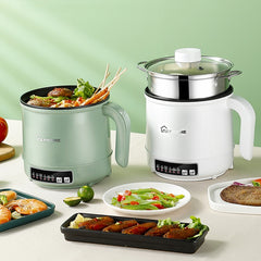 Multi-Function Electric-Cooker Mini Dormitory Student Cooking Rice Stir Frying Non-Stick Pot, 110V US Plug, White Manual Single Pot, White Manual Style with Steaming Grid, White Smart Single Pot, White Smart With Steaming Grid, Green Manual Single Pot�...