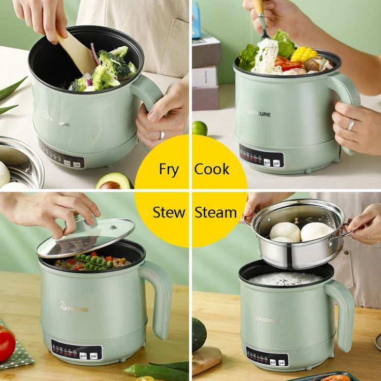 Multi-Function Electric-Cooker Mini Dormitory Student Cooking Rice Stir Frying Non-Stick Pot, 110V US Plug, White Manual Single Pot, White Manual Style with Steaming Grid, White Smart Single Pot, White Smart With Steaming Grid, Green Manual Single Pot�...