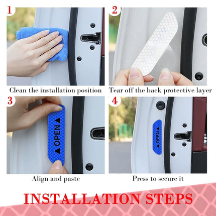 OPEN Reflective Tape Warning Mark Bicycle Accessories Car Door Stickers, Yellow, White, Red, Blue