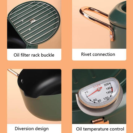 Fryer Pot Household Non-Stick Pan Temperature Control Mini Frying Pot, 24cm, 20cm