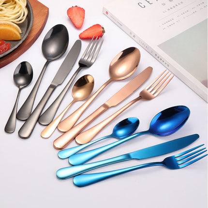 24 in 1 Stainless Steel Tableware Western Steak Cutlery Gift Set, Silver, Golden, Rose Gold, Rainbow Color, Black