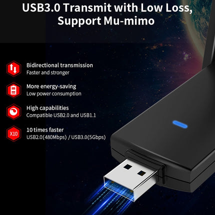 COMFAST CF-924AC V2 1200Mbps Dual Frequency Gigabit USB Computer WIFI Receiver High Power Wireless Network Card