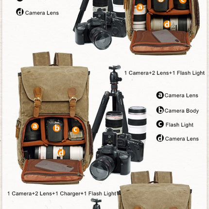 Batik Canvas Waterproof Photography Bag Outdoor Wear-resistant Large Camera Photo Backpack Men for Nikon / Canon / Sony / Fujifilm