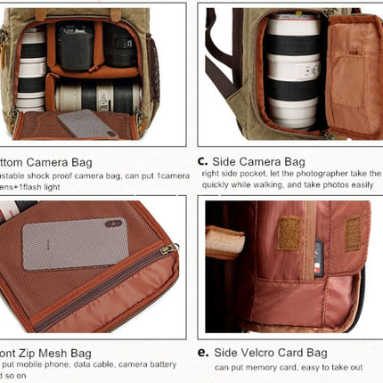 Batik Canvas Waterproof Photography Bag Outdoor Wear-resistant Large Camera Photo Backpack Men for Nikon / Canon / Sony / Fujifilm