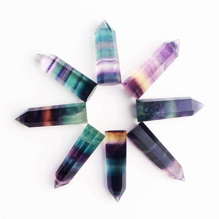 Natural Rough Stone Hexagonal Crystal Column Colorful Fluorite Column Ornaments, 3.5-4 cm, 4.1-4.9 cm, 5-6 cm, 6.1-6.4 cm, 6.5-7 cm, 7.1-7.4 cm, 7.5-8 cm, 8.1-9 cm, 9.1-10 cm, 10.1-11 cm, 11.1-12 cm, 12.1-13 cm, 13.1-14 cm, 14.1-15 cm, 3 cm or So