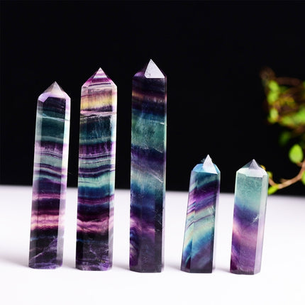 Natural Rough Stone Hexagonal Crystal Column Colorful Fluorite Column Ornaments, 3.5-4 cm, 4.1-4.9 cm, 5-6 cm, 6.1-6.4 cm, 6.5-7 cm, 7.1-7.4 cm, 7.5-8 cm, 8.1-9 cm, 9.1-10 cm, 10.1-11 cm, 11.1-12 cm, 12.1-13 cm, 13.1-14 cm, 14.1-15 cm, 3 cm or So