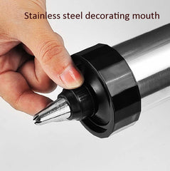 Multi-Function Stainless Steel Piping Gun Set Cookie Biscuits Hand Pressing Biscuit Machine Household DIY Baking Tools, 16 in 1(Silver)