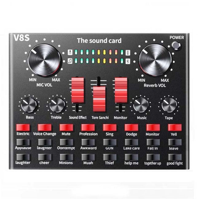 V8S Sound Card Mobile Phone Computer Anchor Live K Song Recording Microphone, English Version, V8S  + Golden Net BM700 Set, V8S  + Black Bet BM700 Set